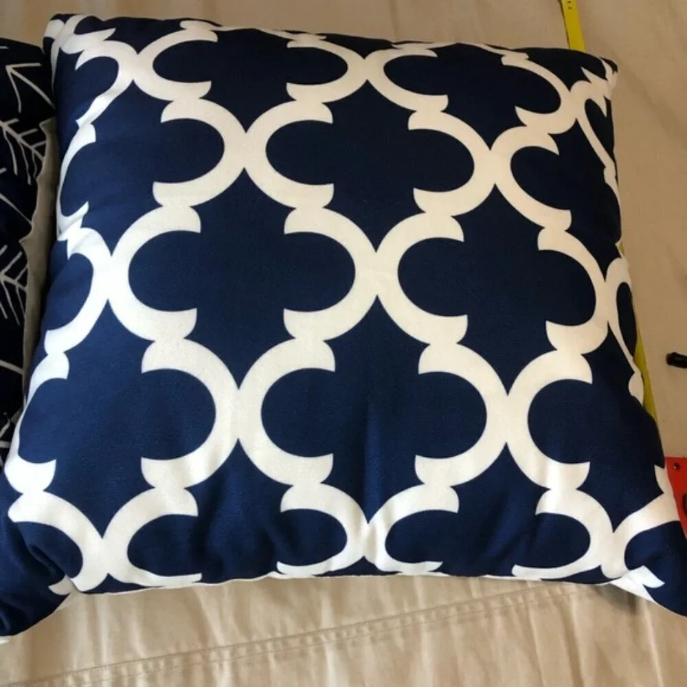 Navy and White Patterned Throw Pillows